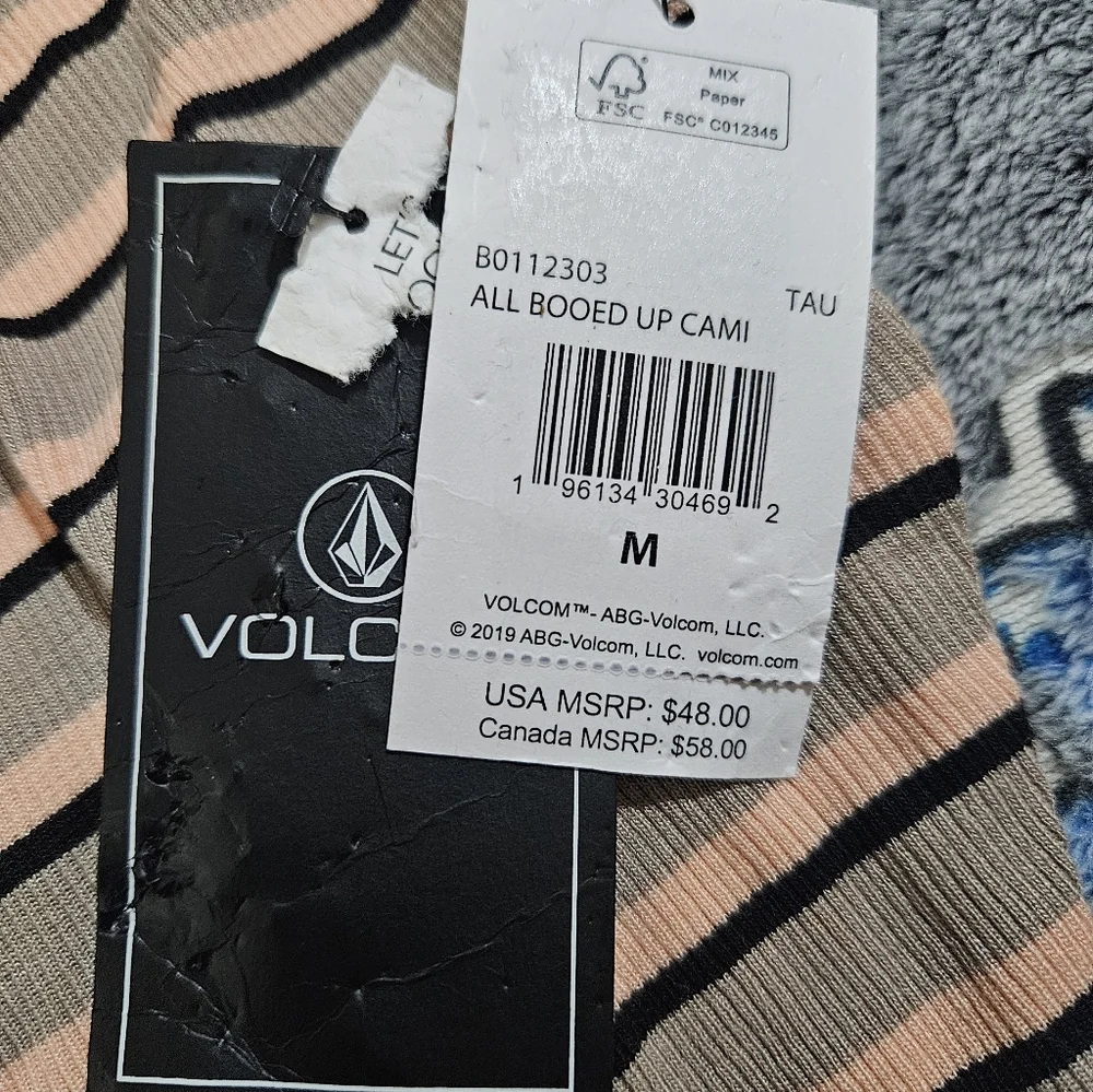 Volcom Stripe Ruched Top NWT - Picture 3 of 10